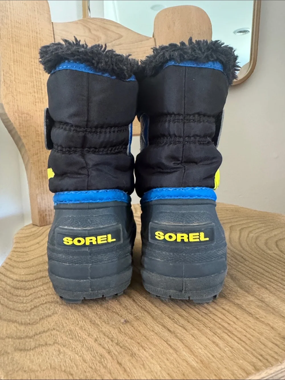 Sorel Kids Black Blue Yellow Insulated Snow Boots